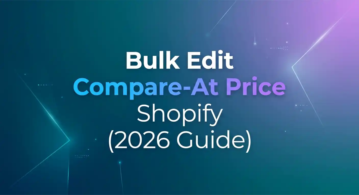 A Shopify admin screen showing dozens of product variants being updated with new compare-at prices in a single action.